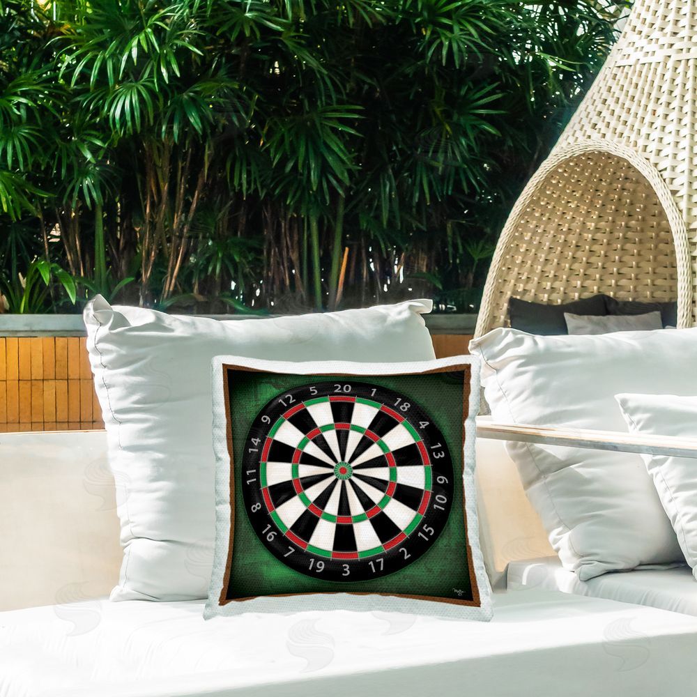 Mollie B. Darts Game Target Outdoor Quick-Dry Polyester Printed Throw Pillow in Back Yard