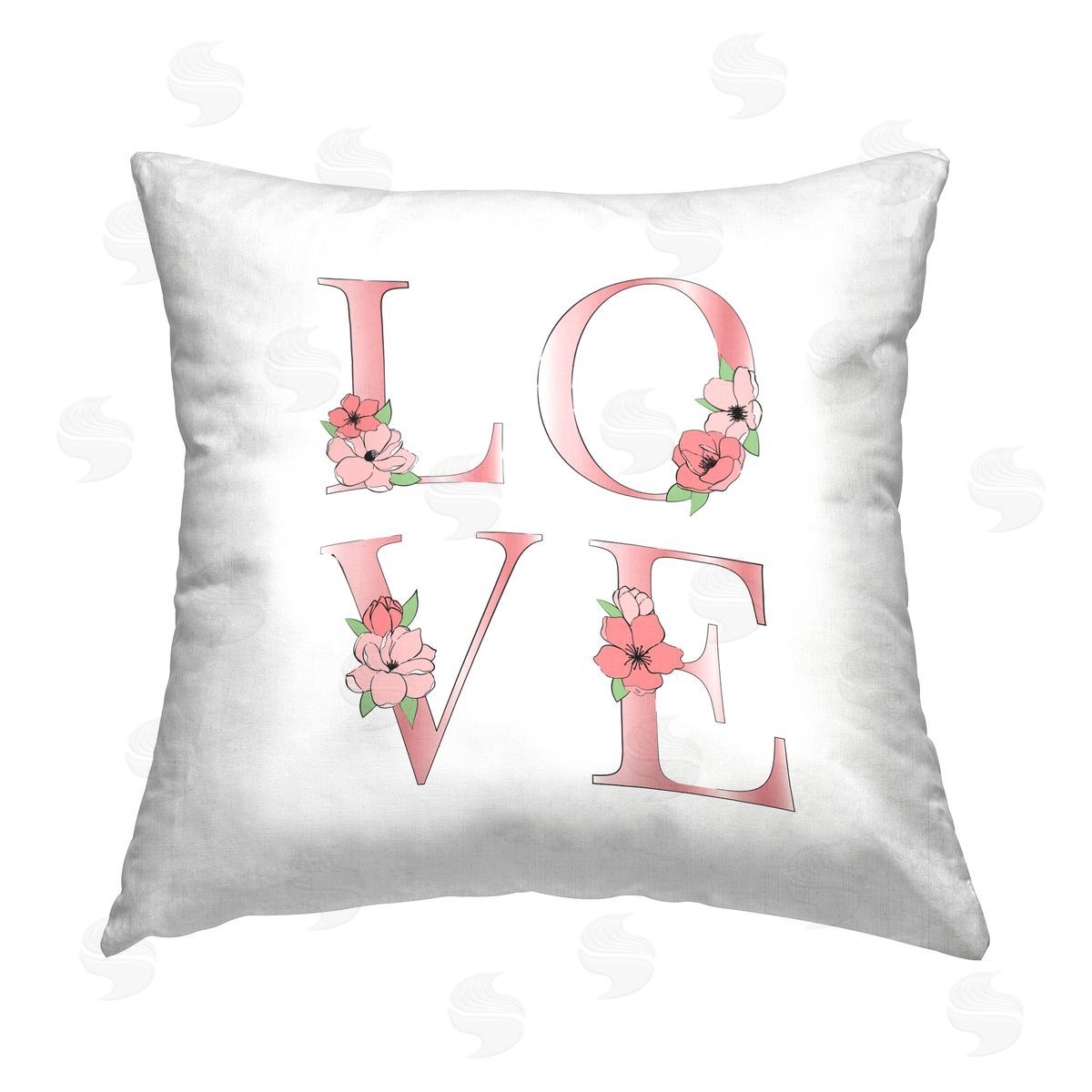 Martina Pavlova Blooming Love Letters Printed Plush Polyester Throw Pillow