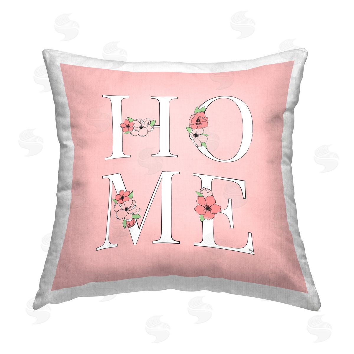 Martina Pavlova Blooming Home Letters Printed Plush Polyester Throw Pillow