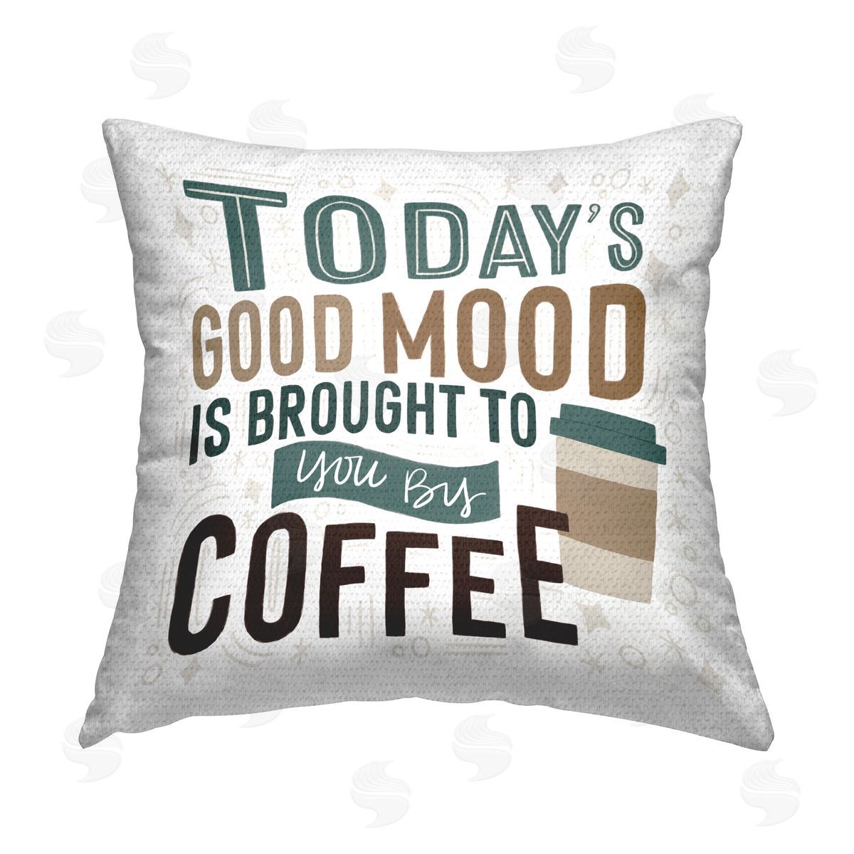 Lady Louise Designs Coffee Brings Good Mood Outdoor Quick-Dry Polyester Printed Throw Pillow