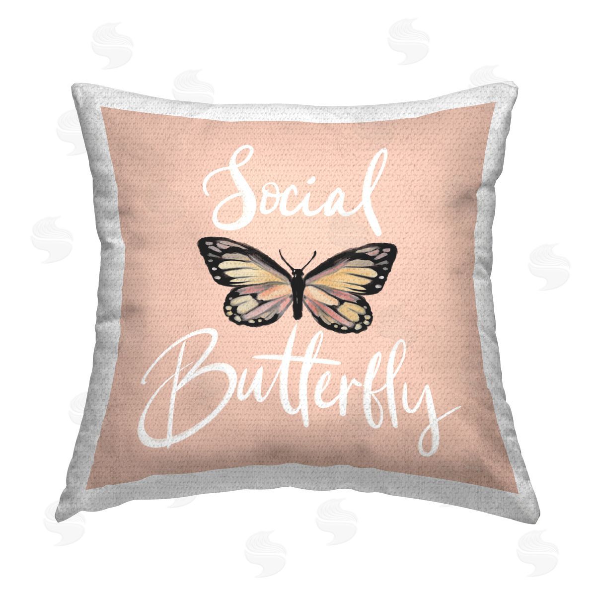 House Fenway Social Butterfly Phrase Outdoor Quick-Dry Polyester Printed Throw Pillow