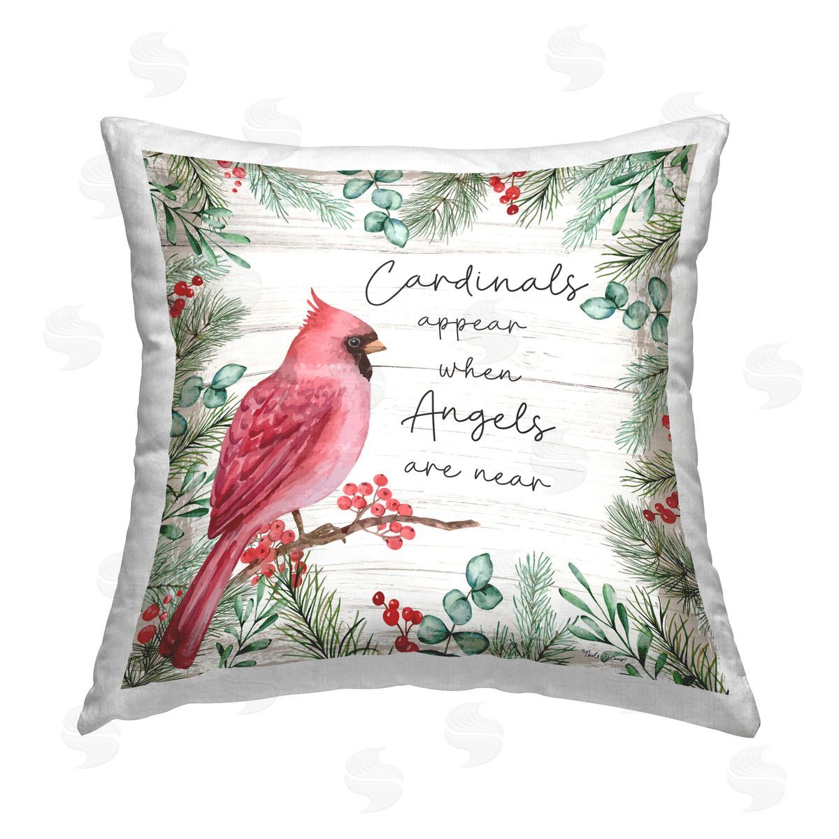 Nicole DeCamp Cardinals & Angels Phrase Printed Plush Polyester Throw Pillow