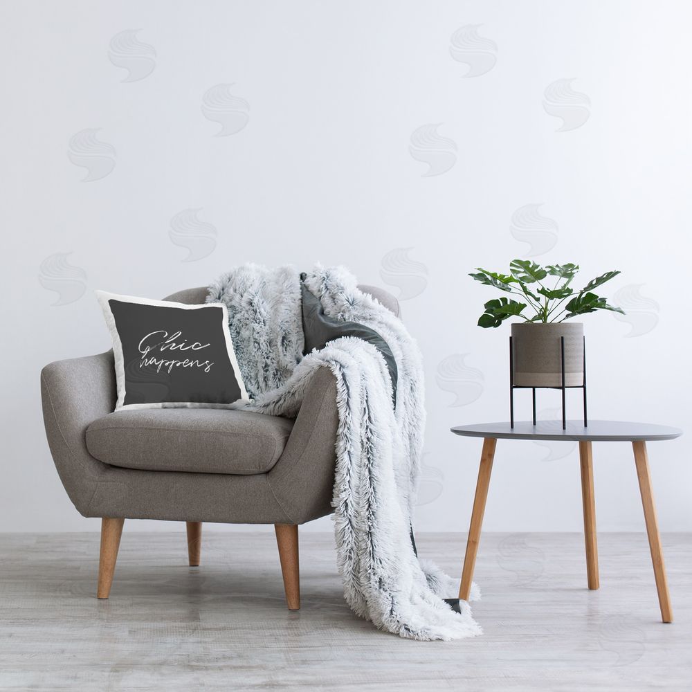 Martina Pavlova Sassy Chic Happens Printed Plush Polyester Throw Pillow On Chair