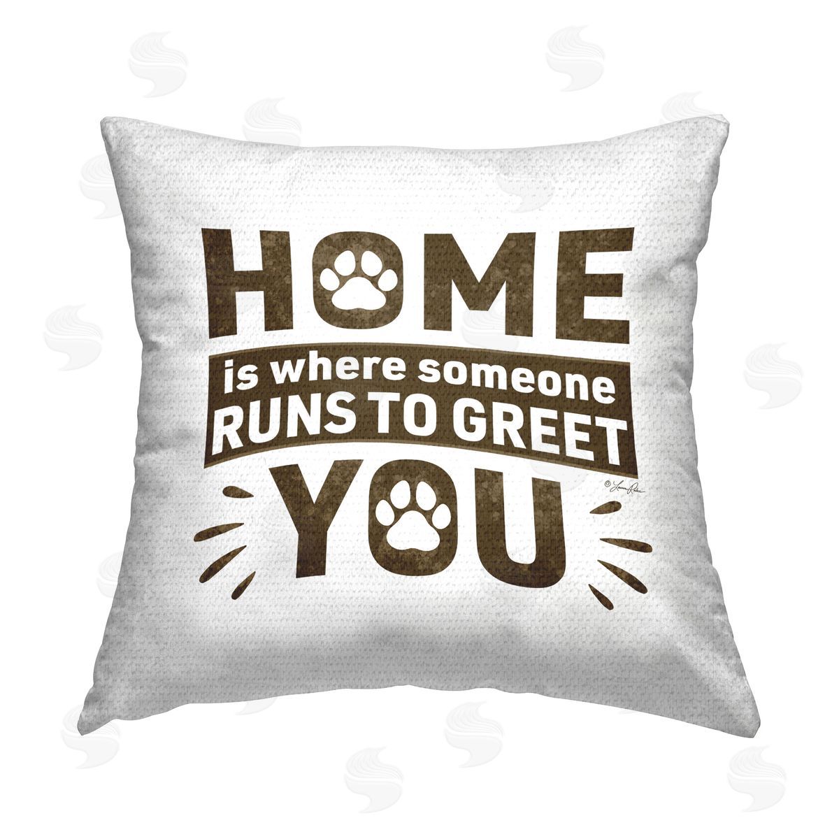 Lauren Rader Pet Runs To Greet You Outdoor Quick-Dry Polyester Printed Throw Pillow