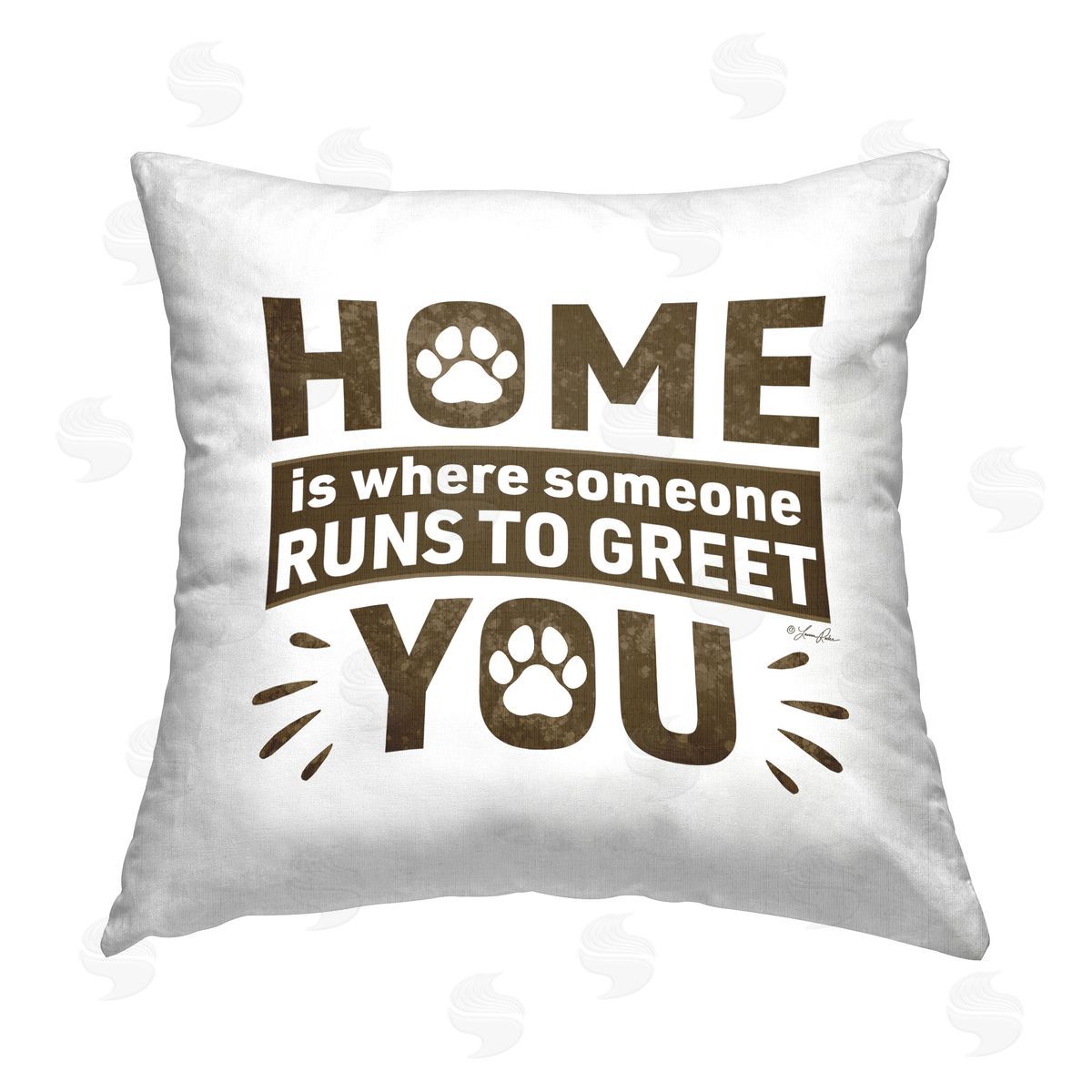 Lauren Rader Pet Runs To Greet You Printed Plush Polyester Throw Pillow