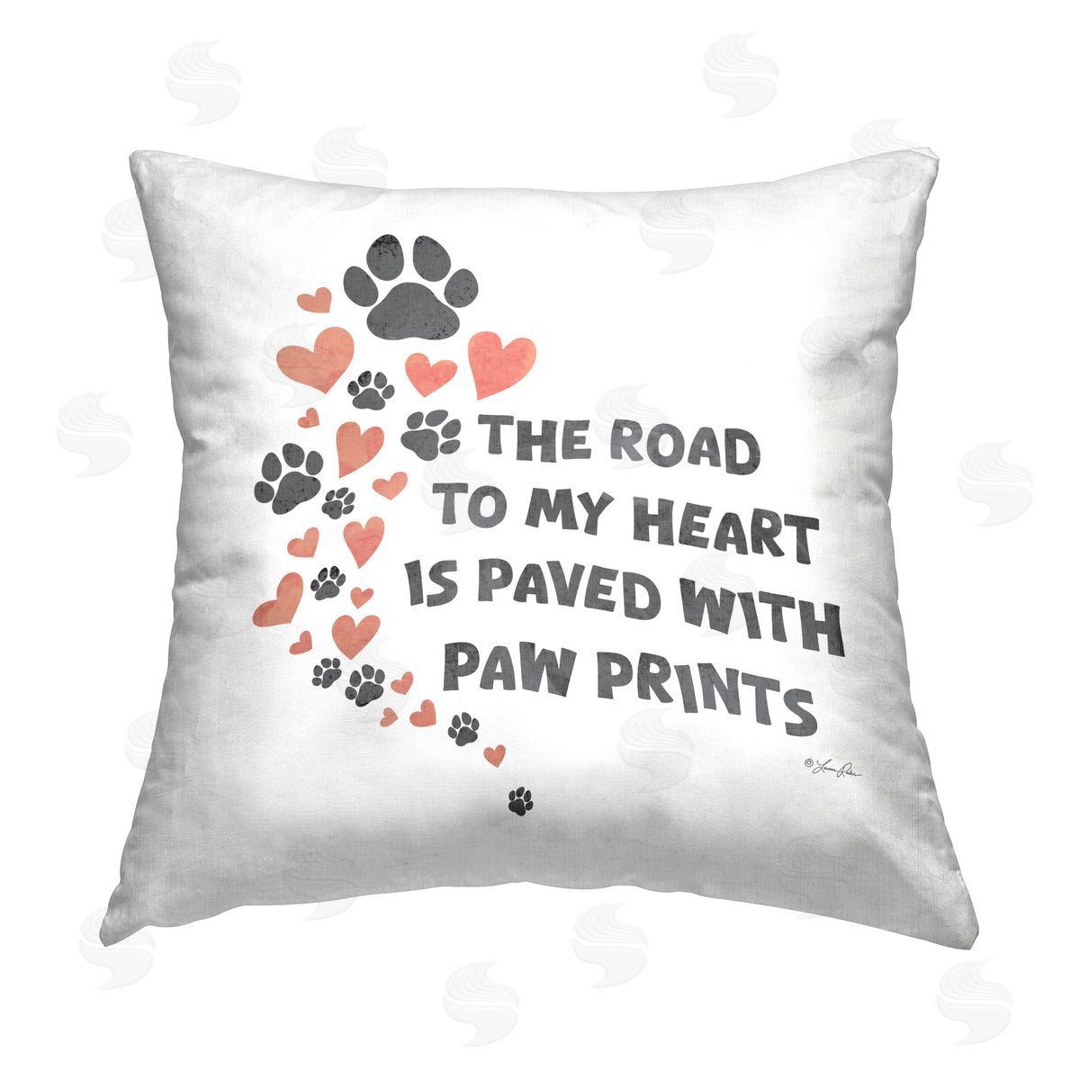 Lauren Rader Road To My Heart Printed Plush Polyester Throw Pillow