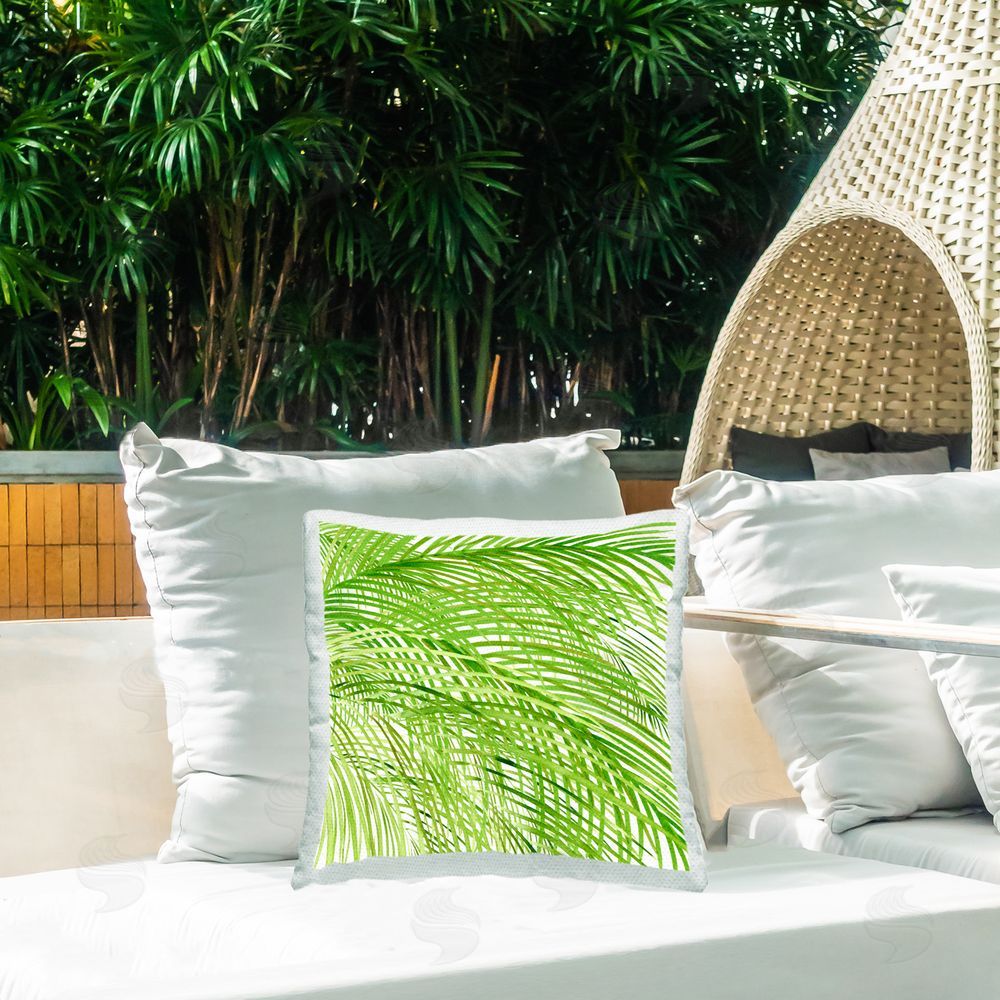 Sherri Buck Baldwin Botanical Palms Pattern Outdoor Quick-Dry Polyester Printed Throw Pillow in Back Yard