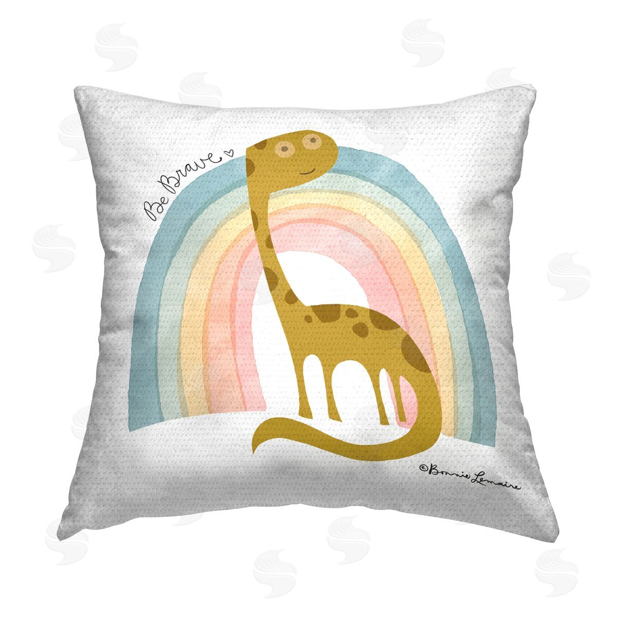 Bonnie Lemaire Be Brave Dinosaur Outdoor Quick-Dry Polyester Printed Throw Pillow