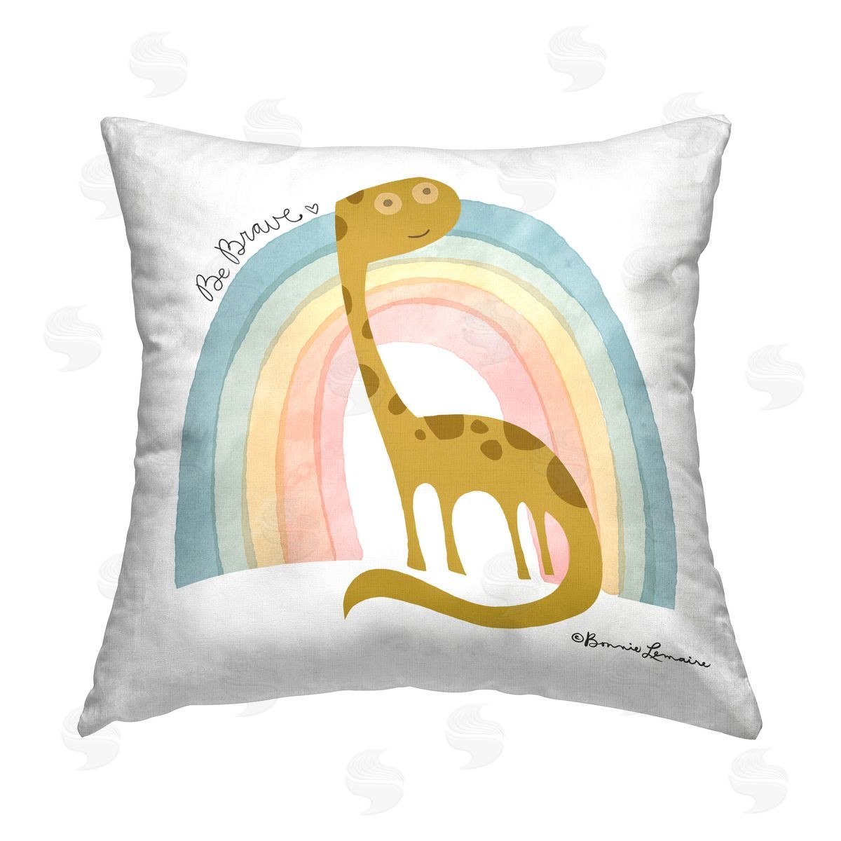 Bonnie Lemaire Be Brave Dinosaur Printed Plush Polyester Throw Pillow