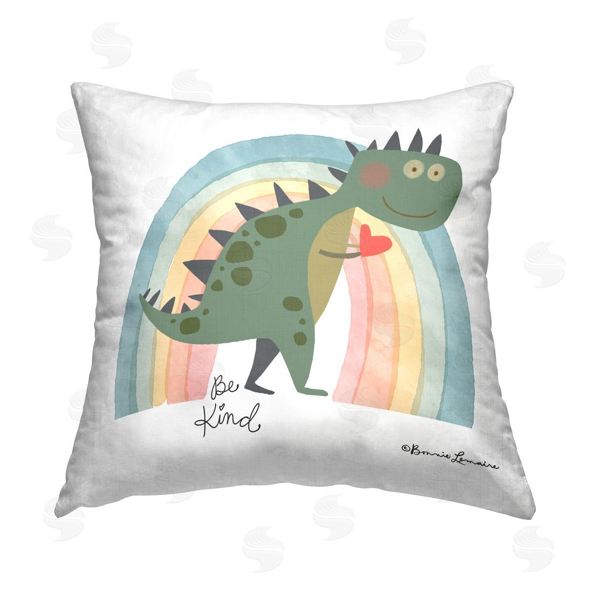 Bonnie Lemaire Be Kind Dinosaur Printed Plush Polyester Throw Pillow