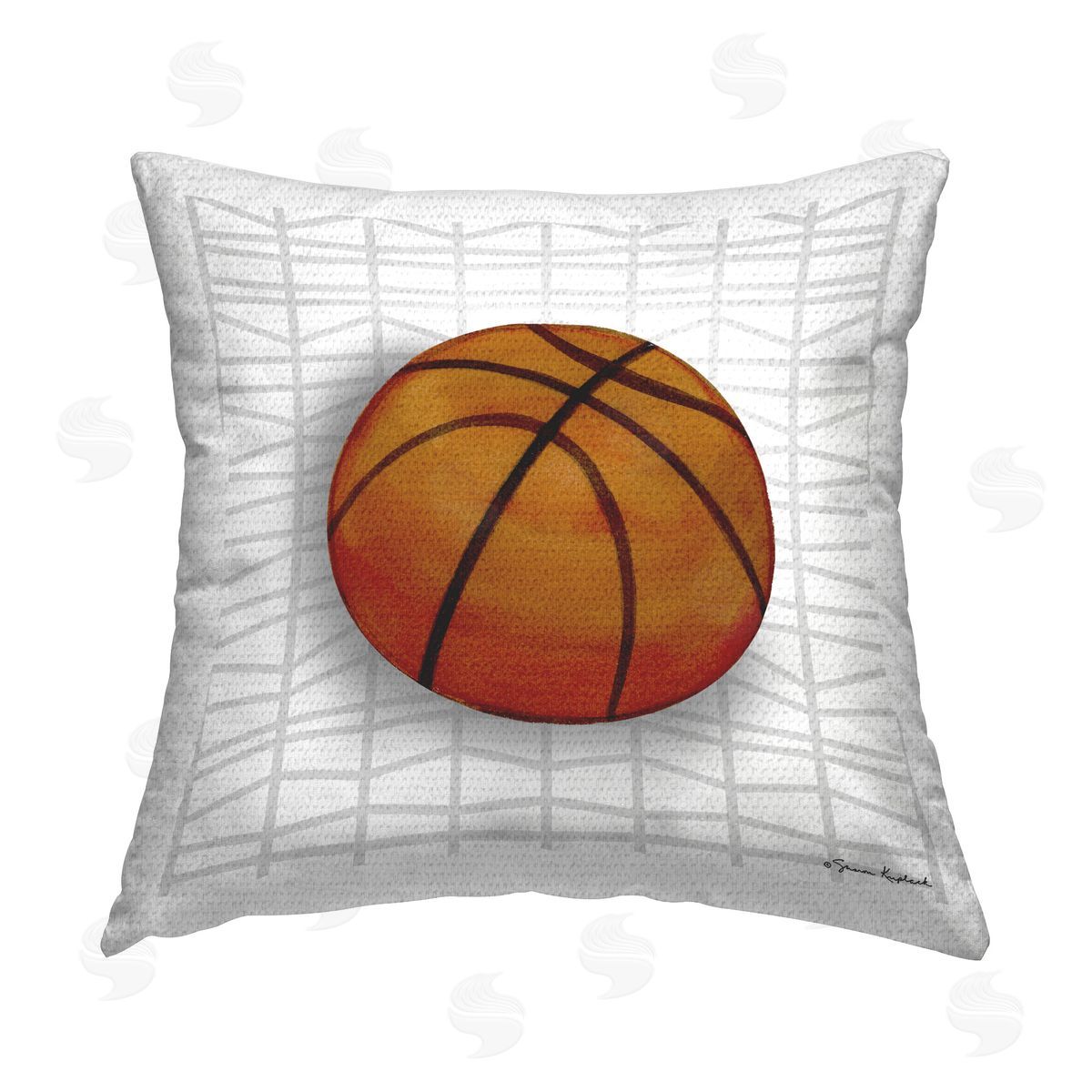 Sharon Kuplack Basketball on Geometric Outdoor Quick-Dry Polyester Printed Throw Pillow