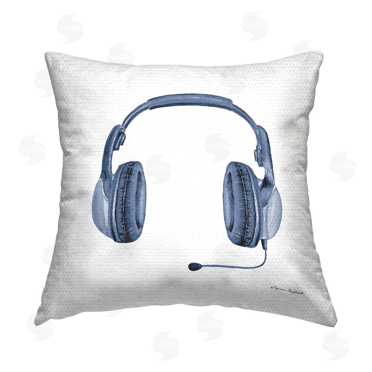 Sharon Kuplack Blue Gamer Headset Outdoor Quick-Dry Polyester Printed Throw Pillow