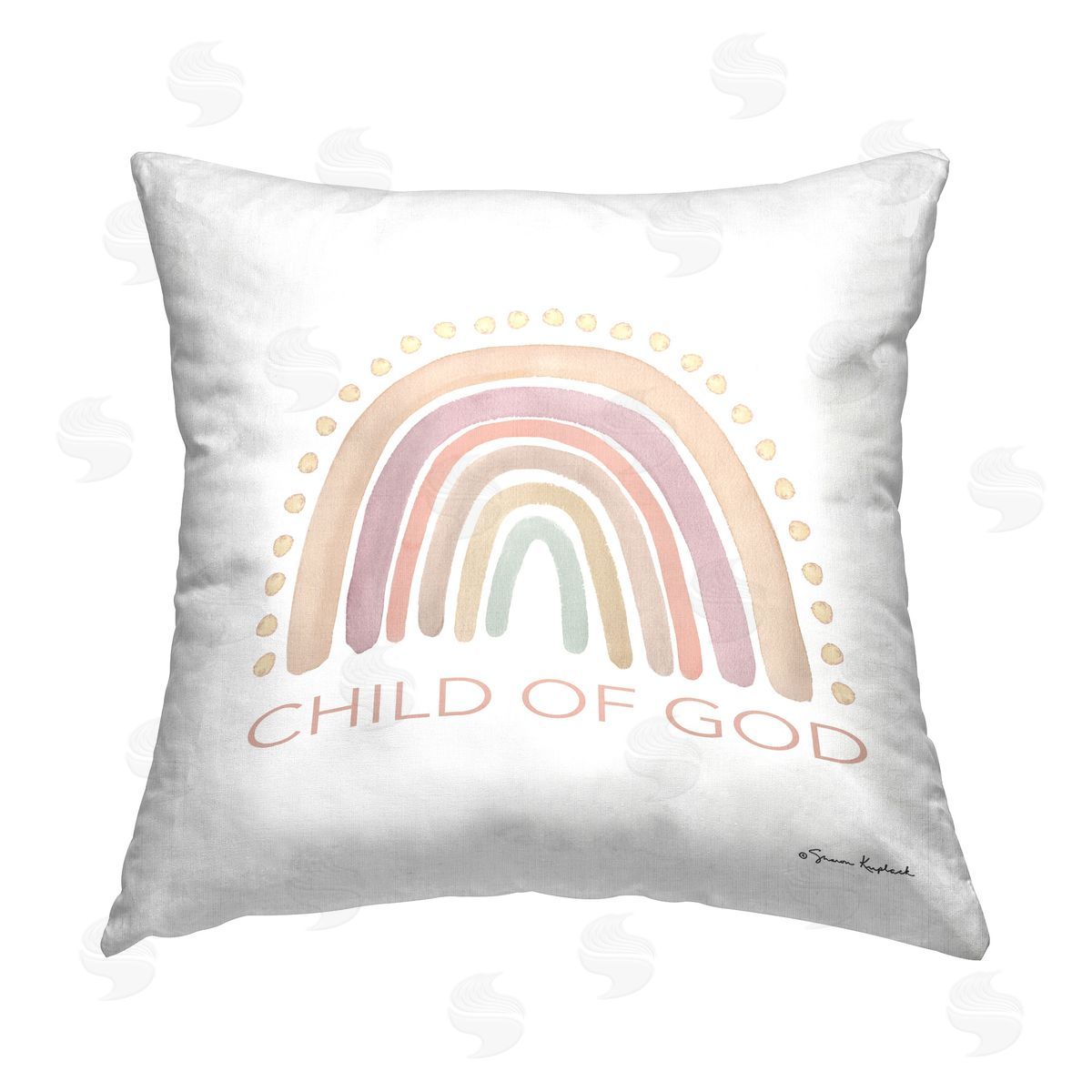 Sharon Kuplack Child of God Rainbow Printed Plush Polyester Throw Pillow