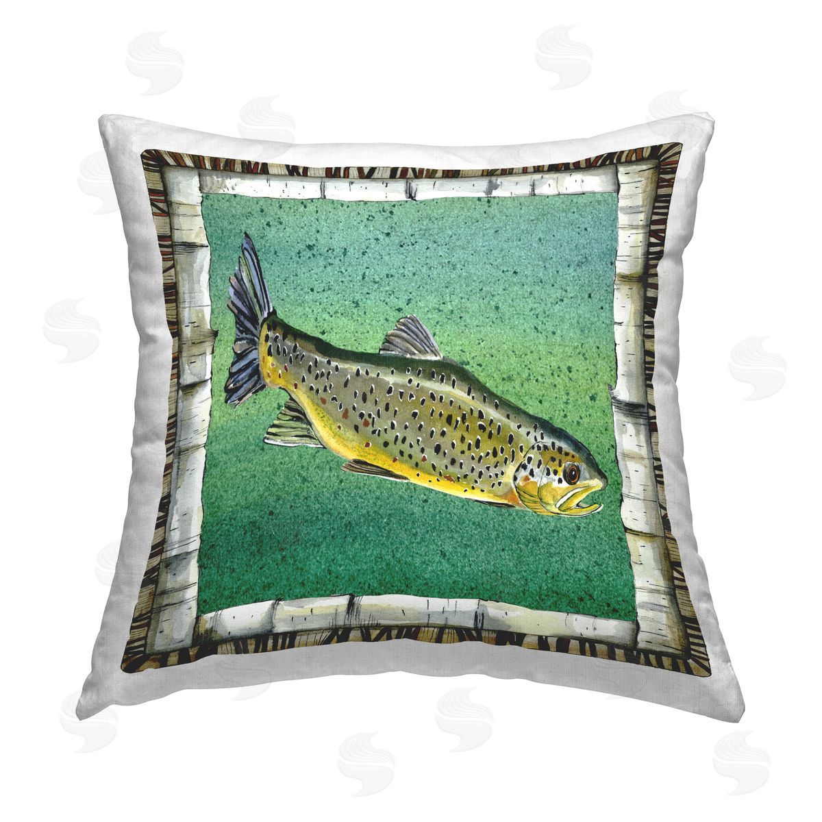 Jacki Frerichs Rustic Trout Fish Printed Plush Polyester Throw Pillow