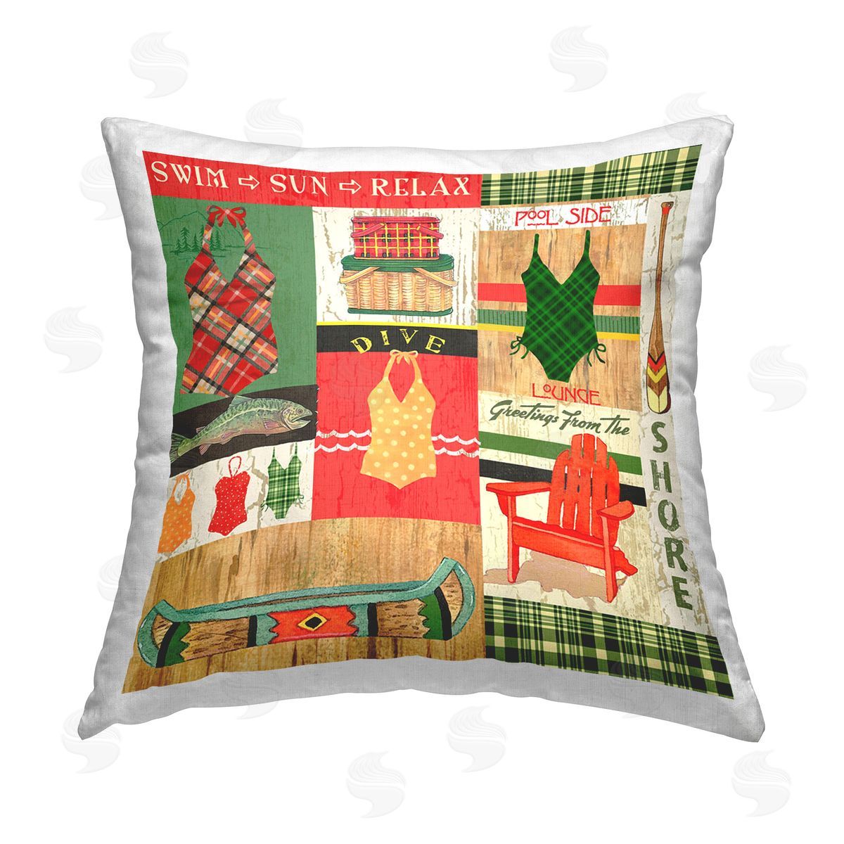 Andrea Tachiera Summer Swimsuit Collage Printed Plush Polyester Throw Pillow