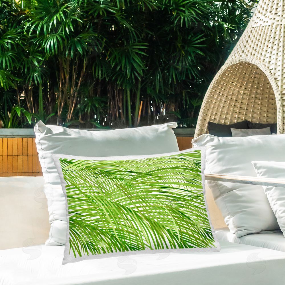 Sherri Buck Baldwin Tropical Palms Pattern Outdoor Quick-Dry Polyester Printed Throw Pillow in Back Yard