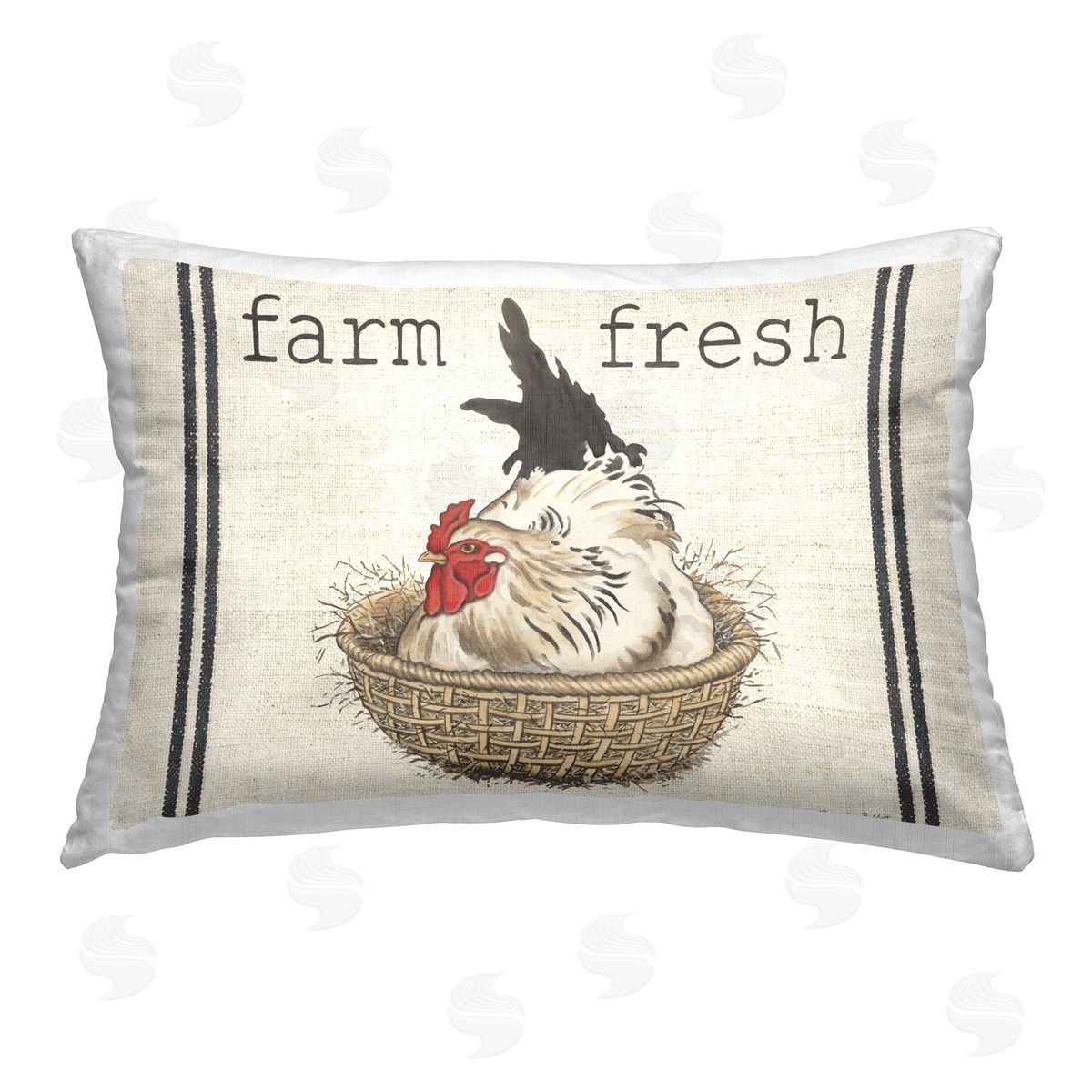 Gwendolyn Babbit Farm Hen in Basket Printed Plush Polyester Throw Pillow
