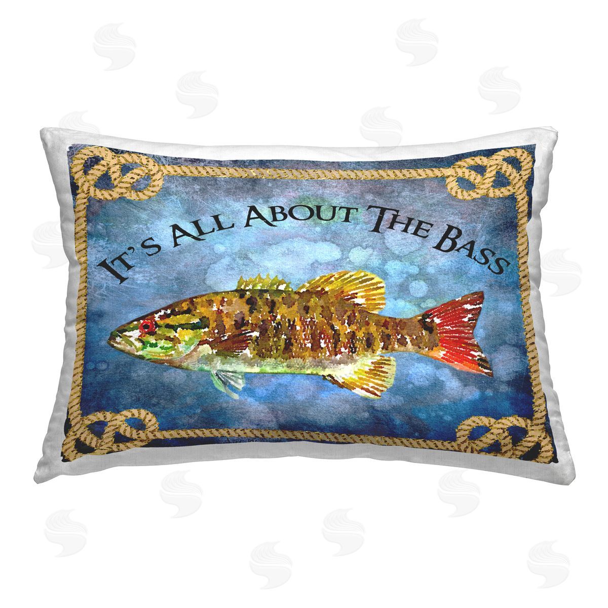 Jill Meyer All About Bass Fish Printed Plush Polyester Throw Pillow