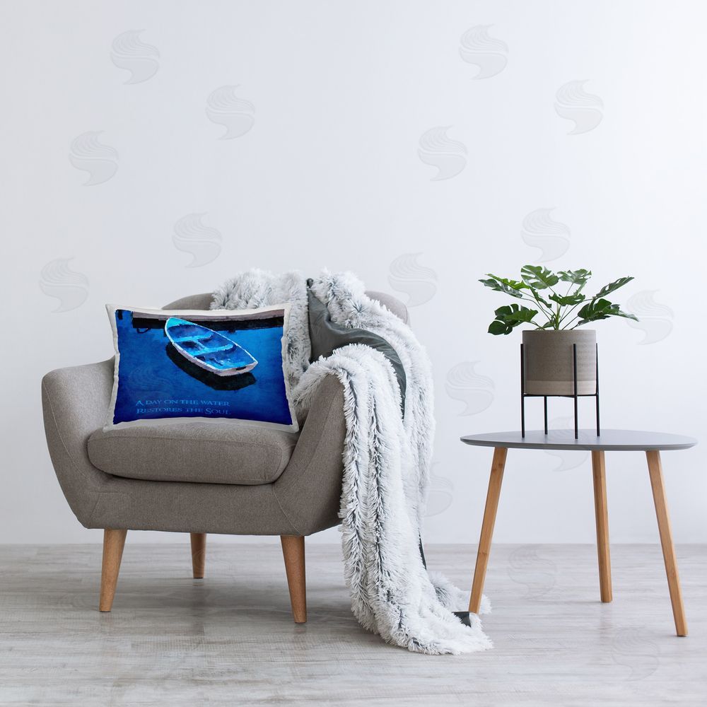 Jill Meyer Restore The Soul Boat Printed Plush Polyester Throw Pillow On Chair