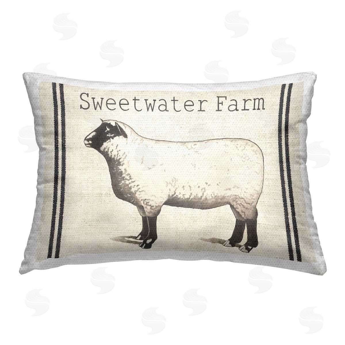 Gwendolyn Babbit Vintage Farm Sheep Outdoor Quick-Dry Polyester Printed Throw Pillow
