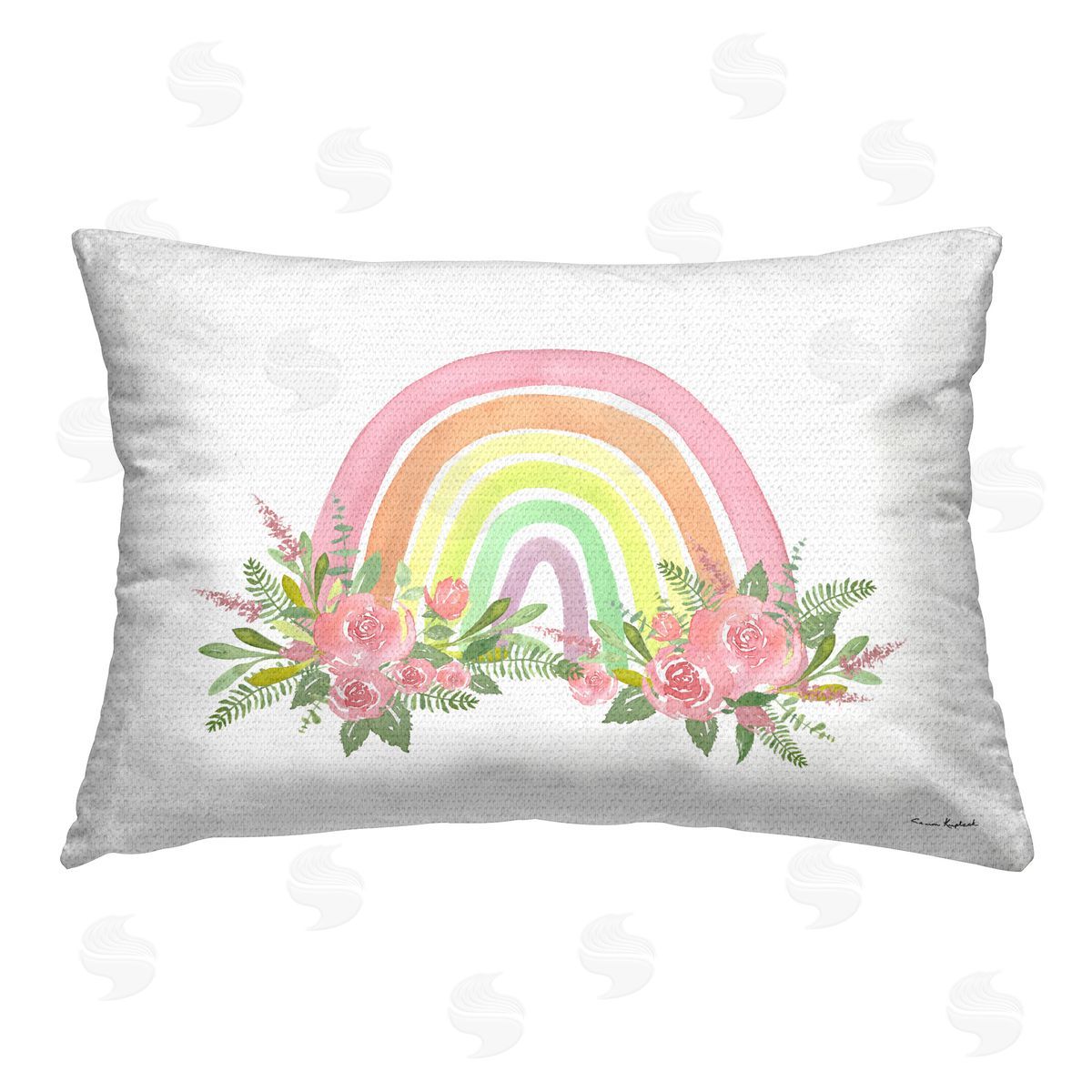 Sharon Kuplack Floral Pastel Rainbow Outdoor Quick-Dry Polyester Printed Throw Pillow