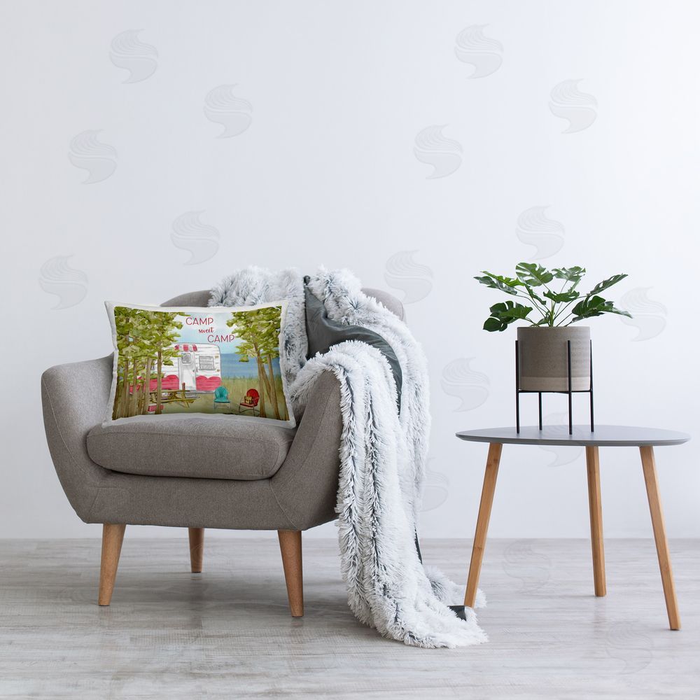 Sharon Kuplack Sweet Camp Landscape Printed Plush Polyester Throw Pillow On Chair