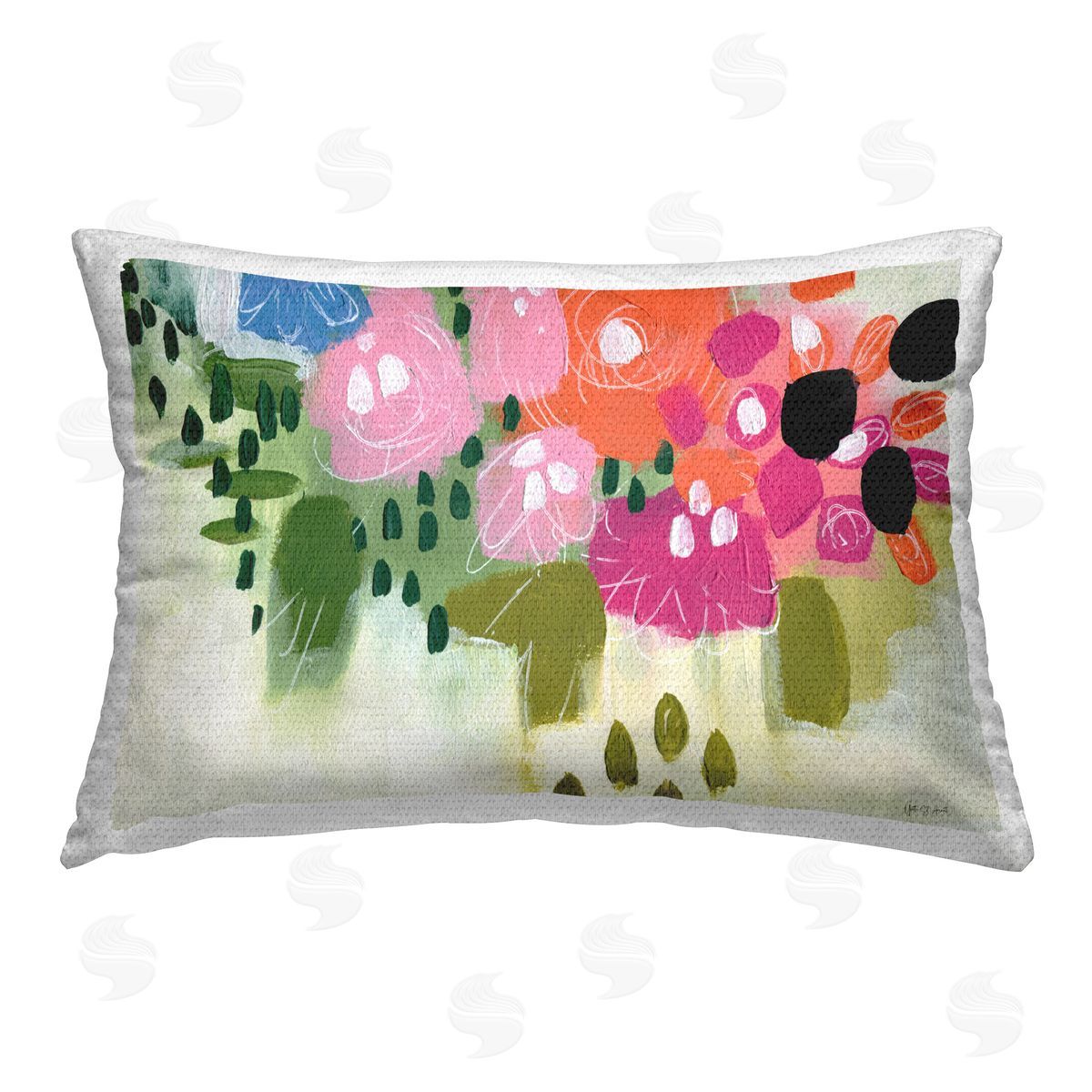 Yvette St. Amant Abstract Brushed Floral Outdoor Quick-Dry Polyester Printed Throw Pillow
