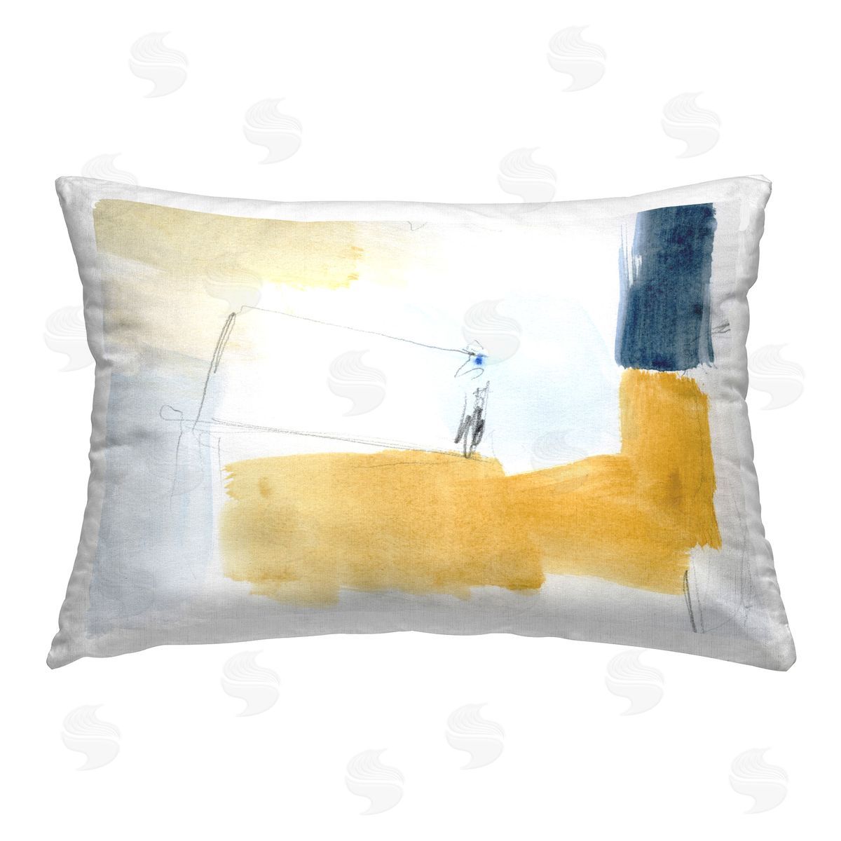 Victoria Barnes Yellow & Blue Abstract Printed Plush Polyester Throw Pillow