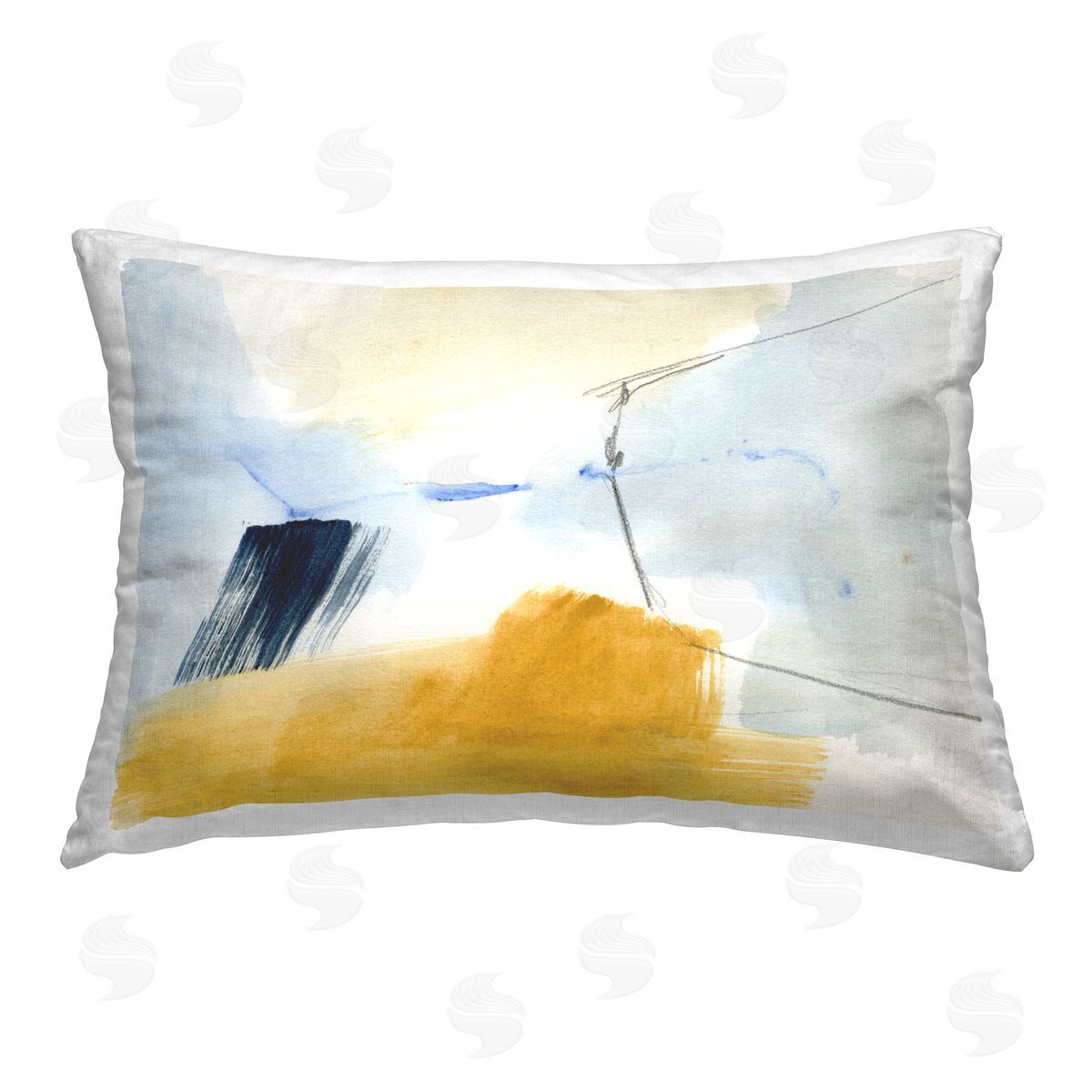Victoria Barnes Abstract Paint Yellow Accent Printed Plush Polyester Throw Pillow