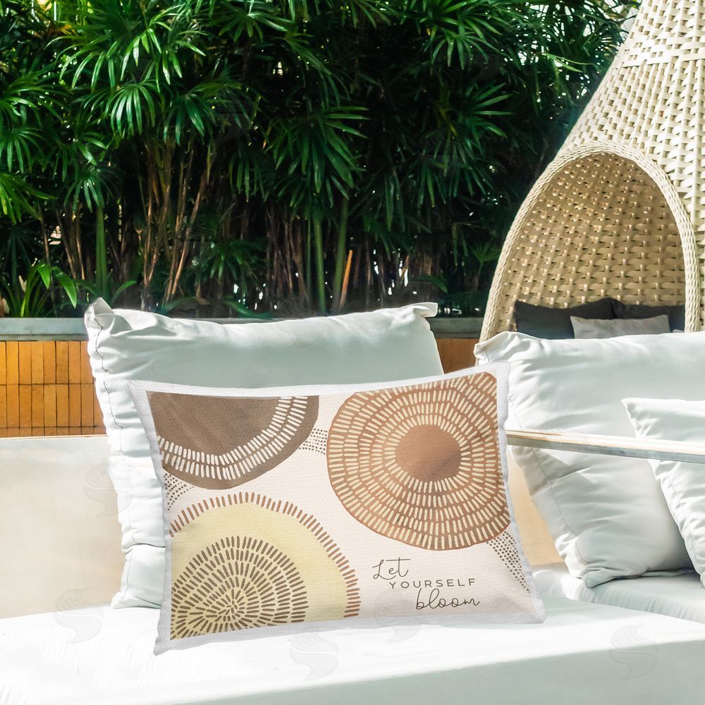 Jetty Home LLC Let Yourself Bloom Boho Outdoor Quick-Dry Polyester Printed Throw Pillow in Back Yard