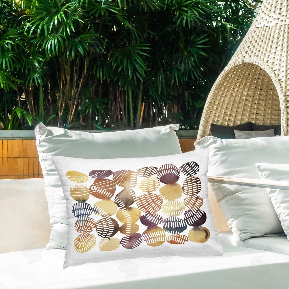 Jetty Home LLC Southwestern Patterned Pebbles Outdoor Quick-Dry Polyester Printed Throw Pillow in Back Yard