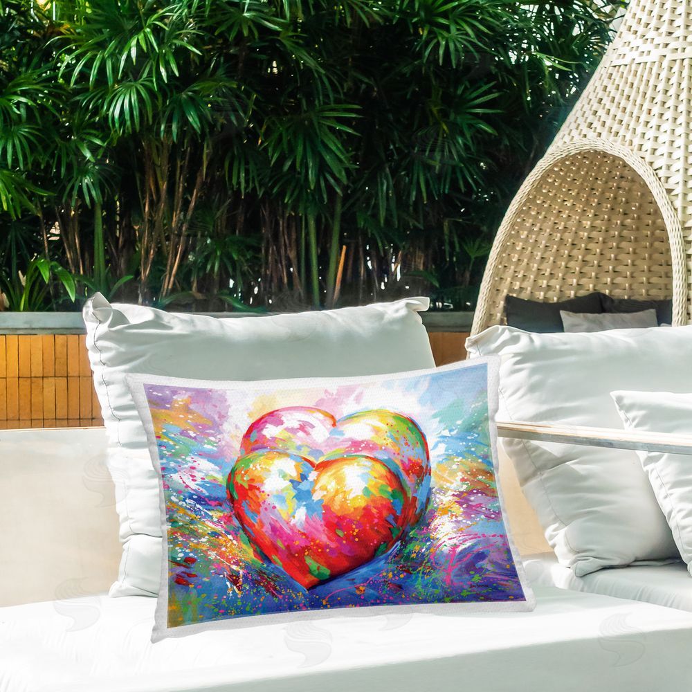 Leon Devenice Forever In My Heart Abstraction Outdoor Quick-Dry Polyester Printed Throw Pillow in Back Yard