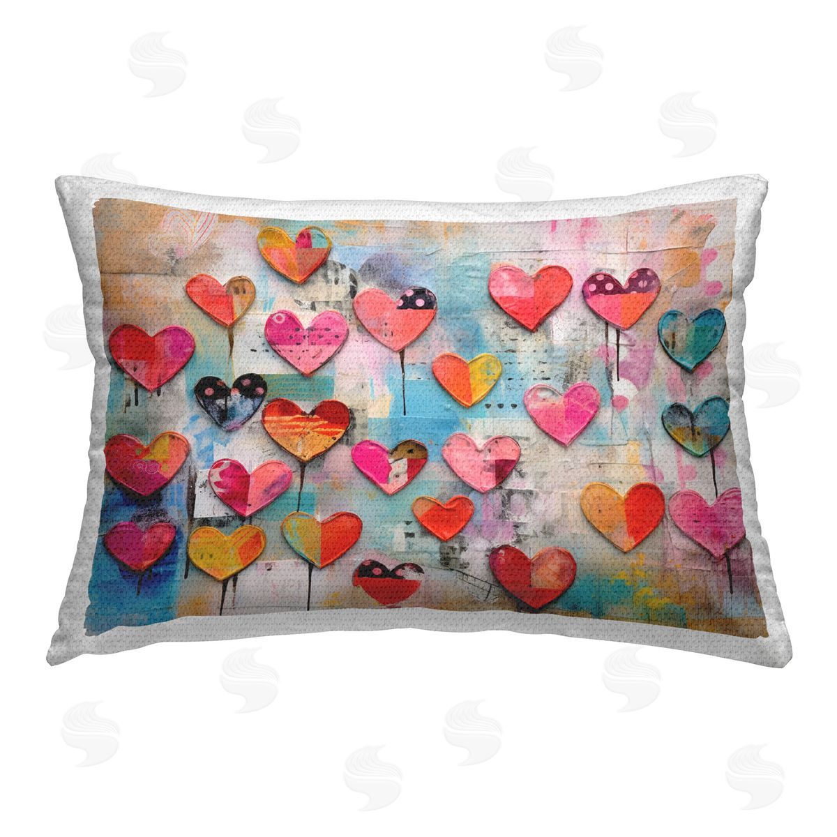 LSR Design Studio Playful Urban Hearts Pattern Outdoor Quick-Dry Polyester Printed Throw Pillow