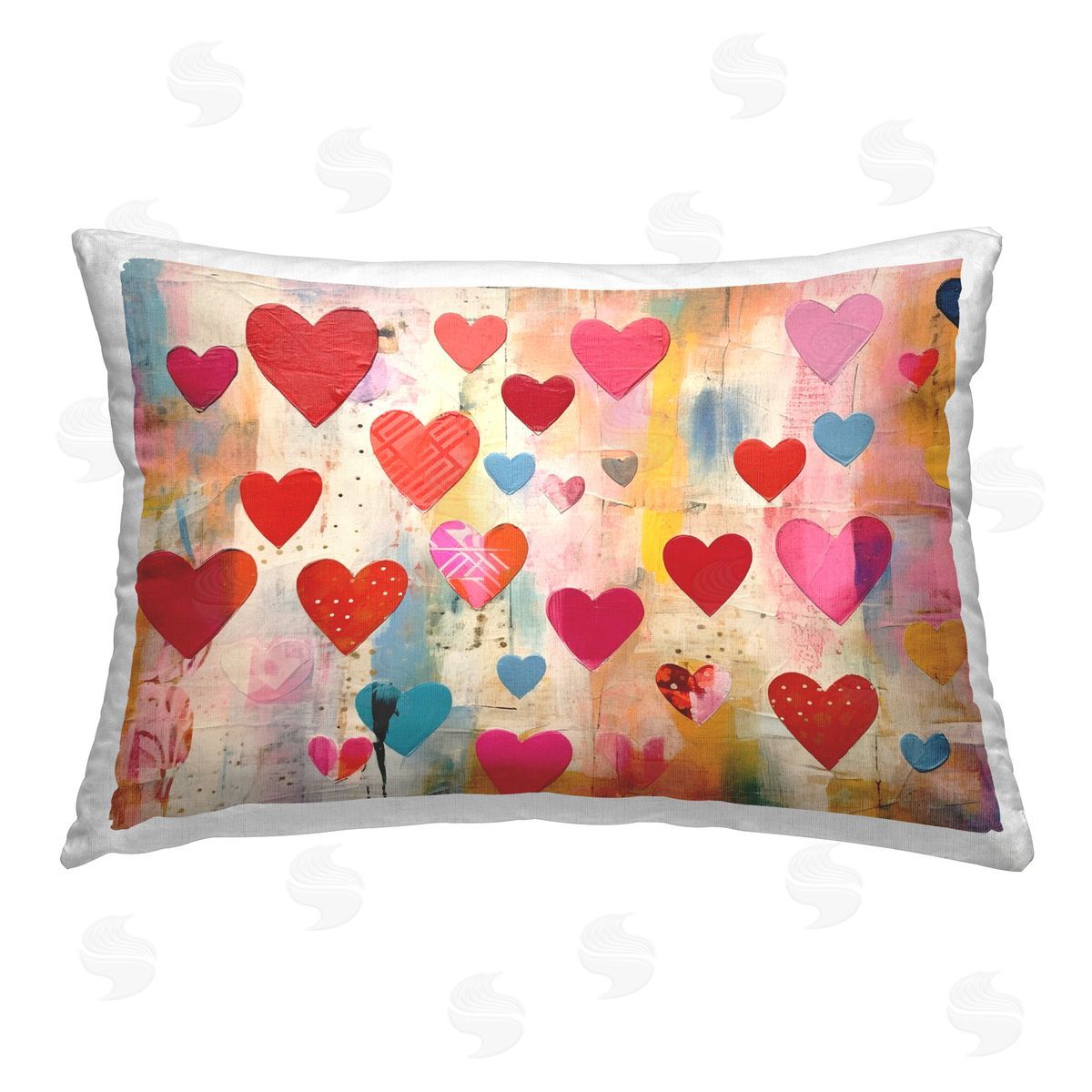 LSR Design Studio Playful Patterned Hearts Printed Plush Polyester Throw Pillow