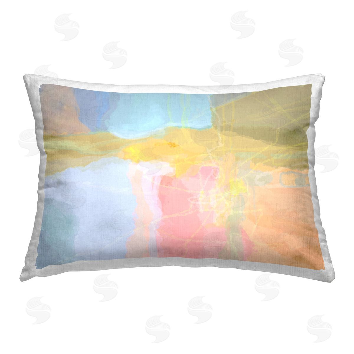 Michael Tienhaara Pastel Collaged Pattern Printed Plush Polyester Throw Pillow