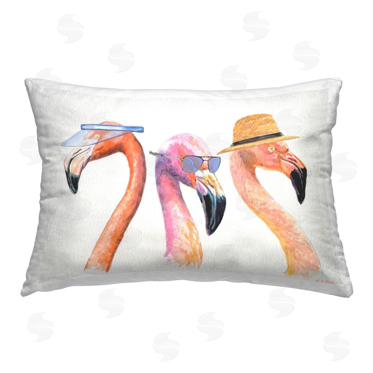 Jennifer Redstreake Summer Ready Flamingos Printed Plush Polyester Throw Pillow