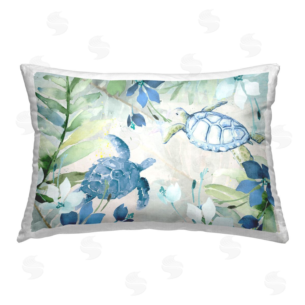 Lanie Loreth Turtles Among Flowers Printed Plush Polyester Throw Pillow