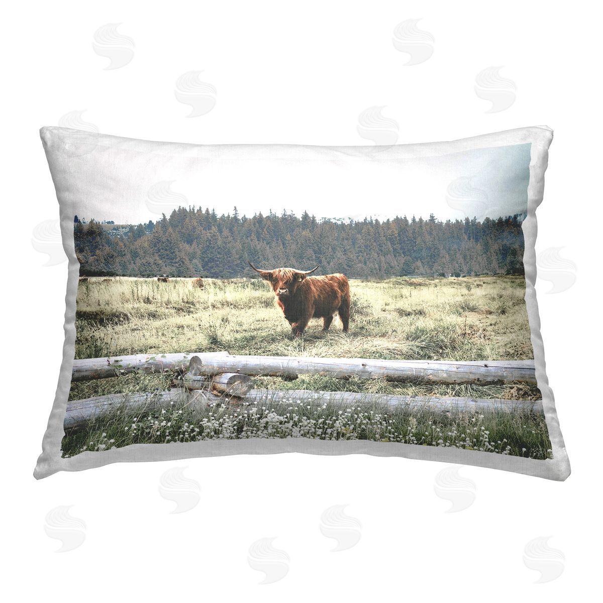 Gail Peck Cattle Overlooking Fence Printed Plush Polyester Throw Pillow