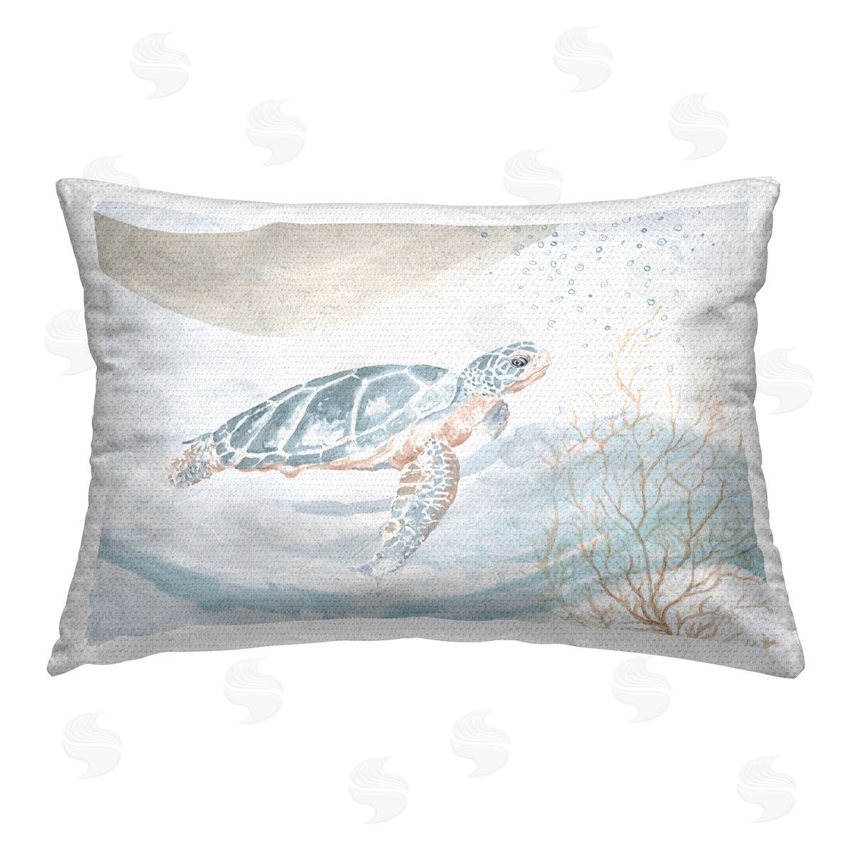 Patricia Pinto Turtle Watercolor Style Outdoor Quick-Dry Polyester Printed Throw Pillow