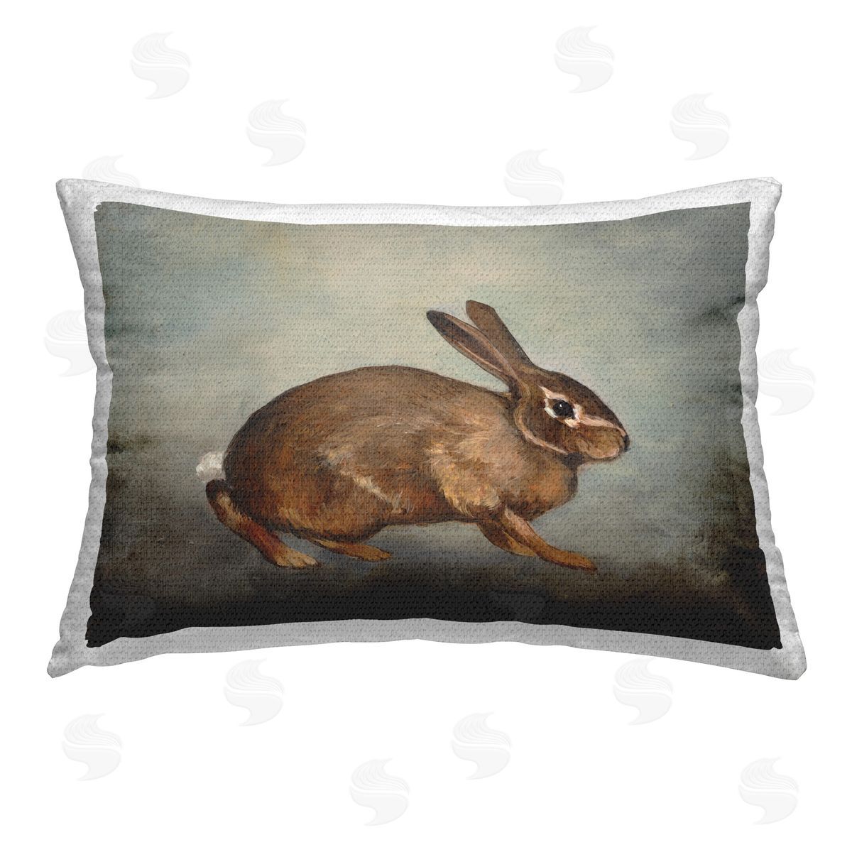 Julia Purinton Brown Rabbit on Grey Outdoor Quick-Dry Polyester Printed Throw Pillow