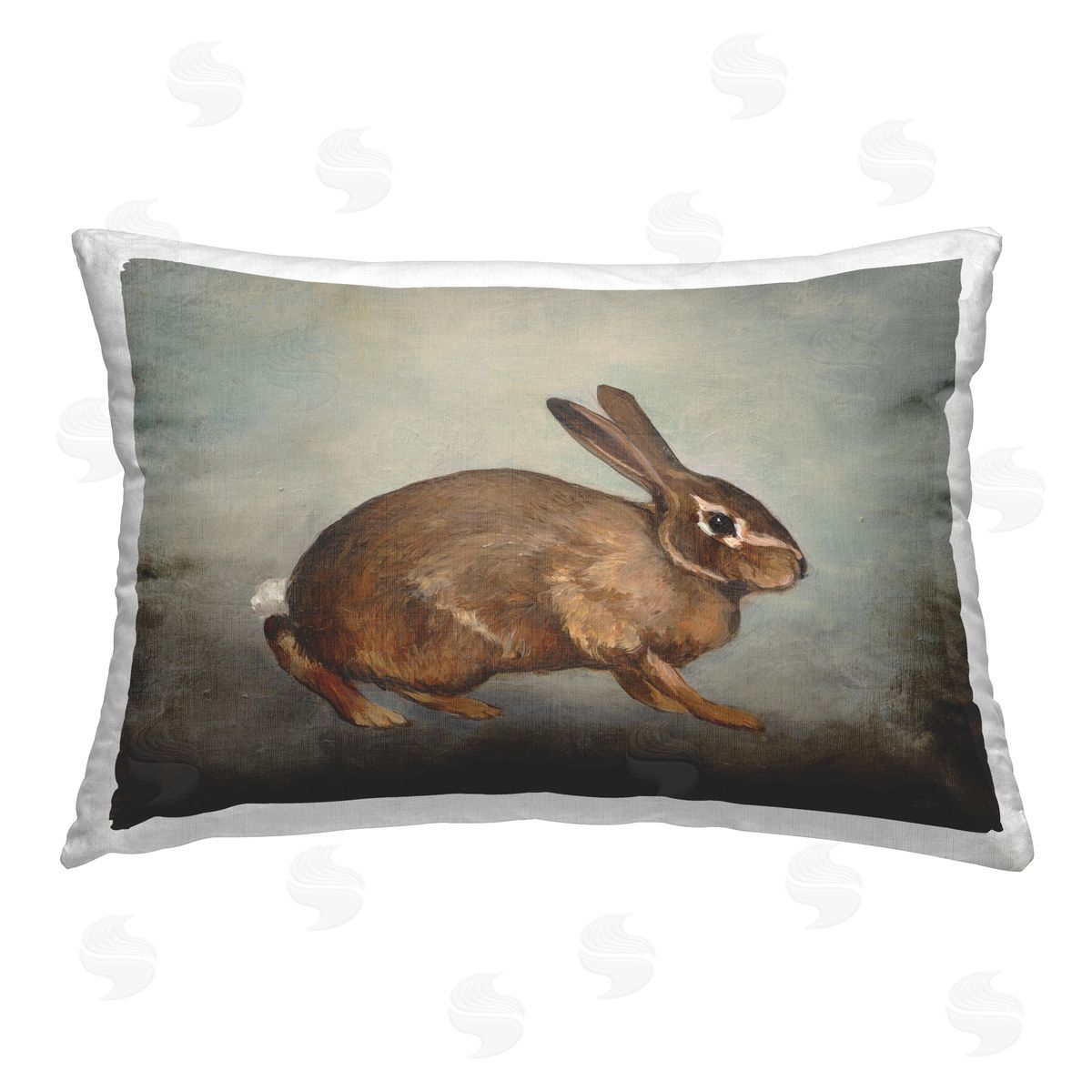 Julia Purinton Brown Rabbit on Grey Printed Plush Polyester Throw Pillow