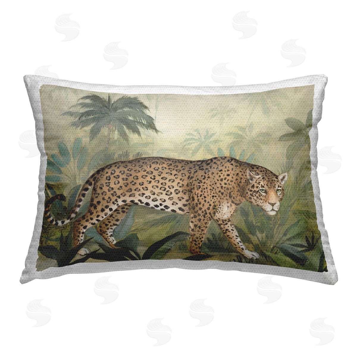 Julia Purinton Prowling Leopard in Forest Outdoor Quick-Dry Polyester Printed Throw Pillow