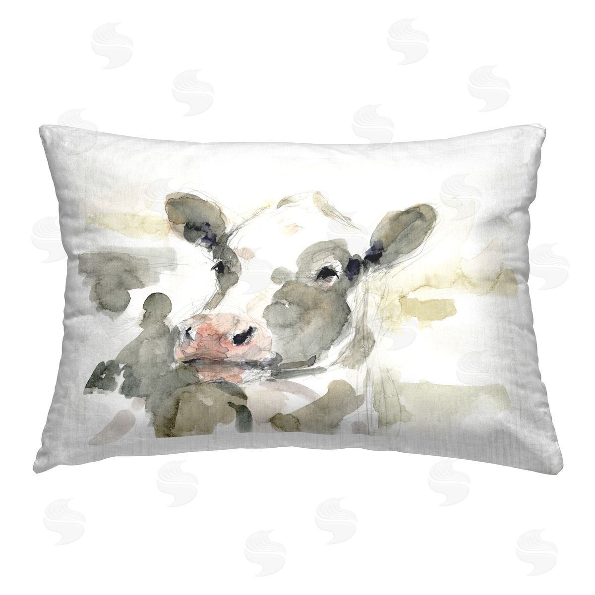 Victoria Barnes Soft Painterly Cow Printed Plush Polyester Throw Pillow