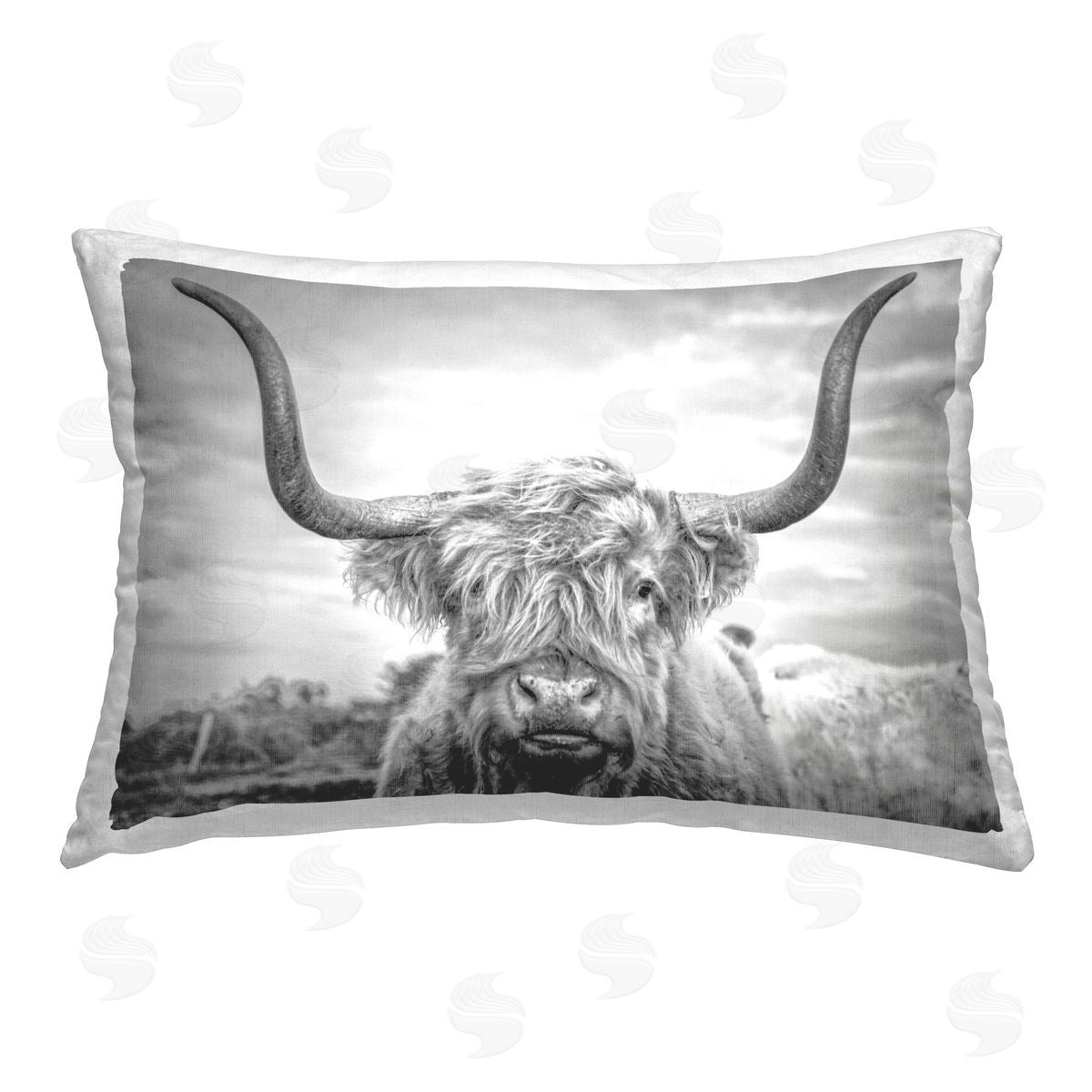 Jasper Huish Highland Cattle View Printed Plush Polyester Throw Pillow
