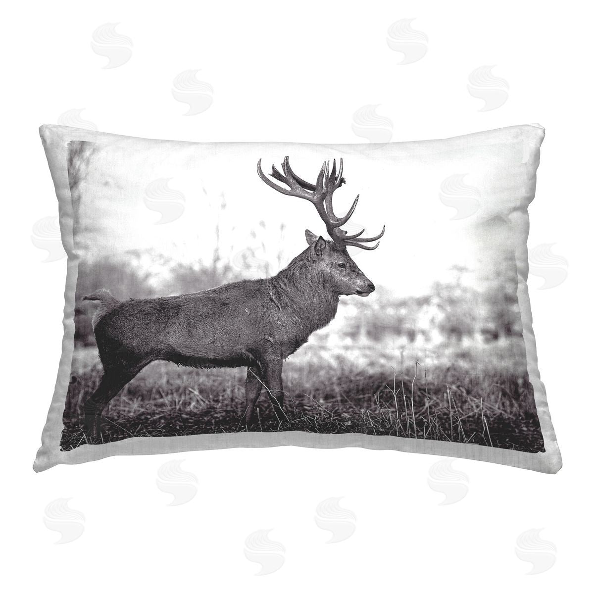 Jasper Huish Elk in Peaceful Forest Printed Plush Polyester Throw Pillow