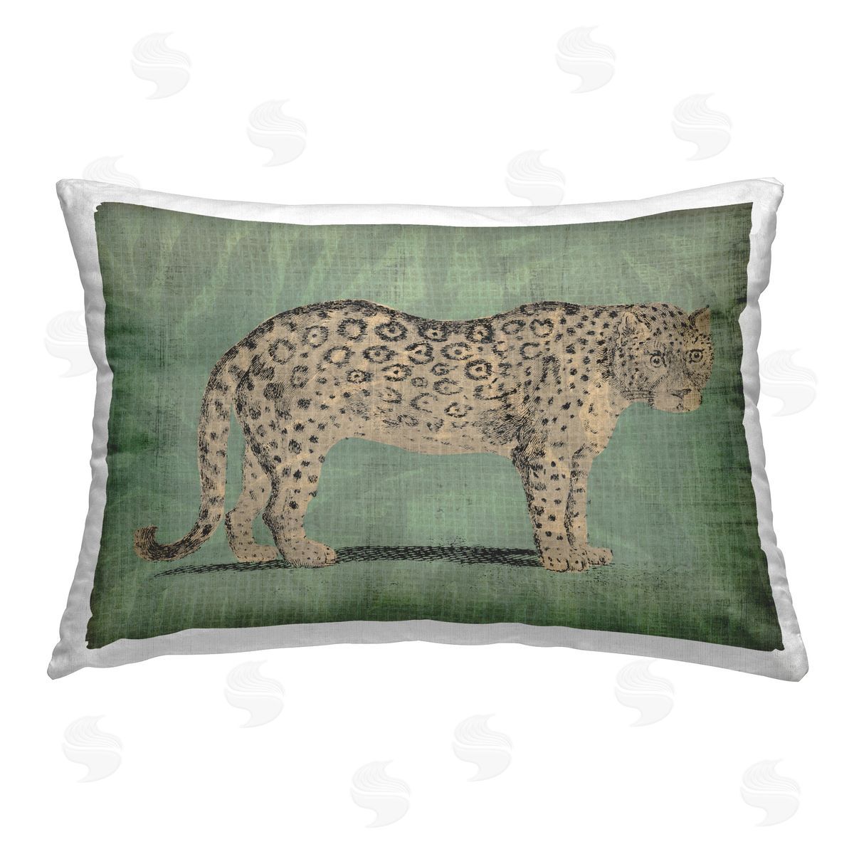 June Erica Vess Traditional Cheetah on Green Printed Plush Polyester Throw Pillow