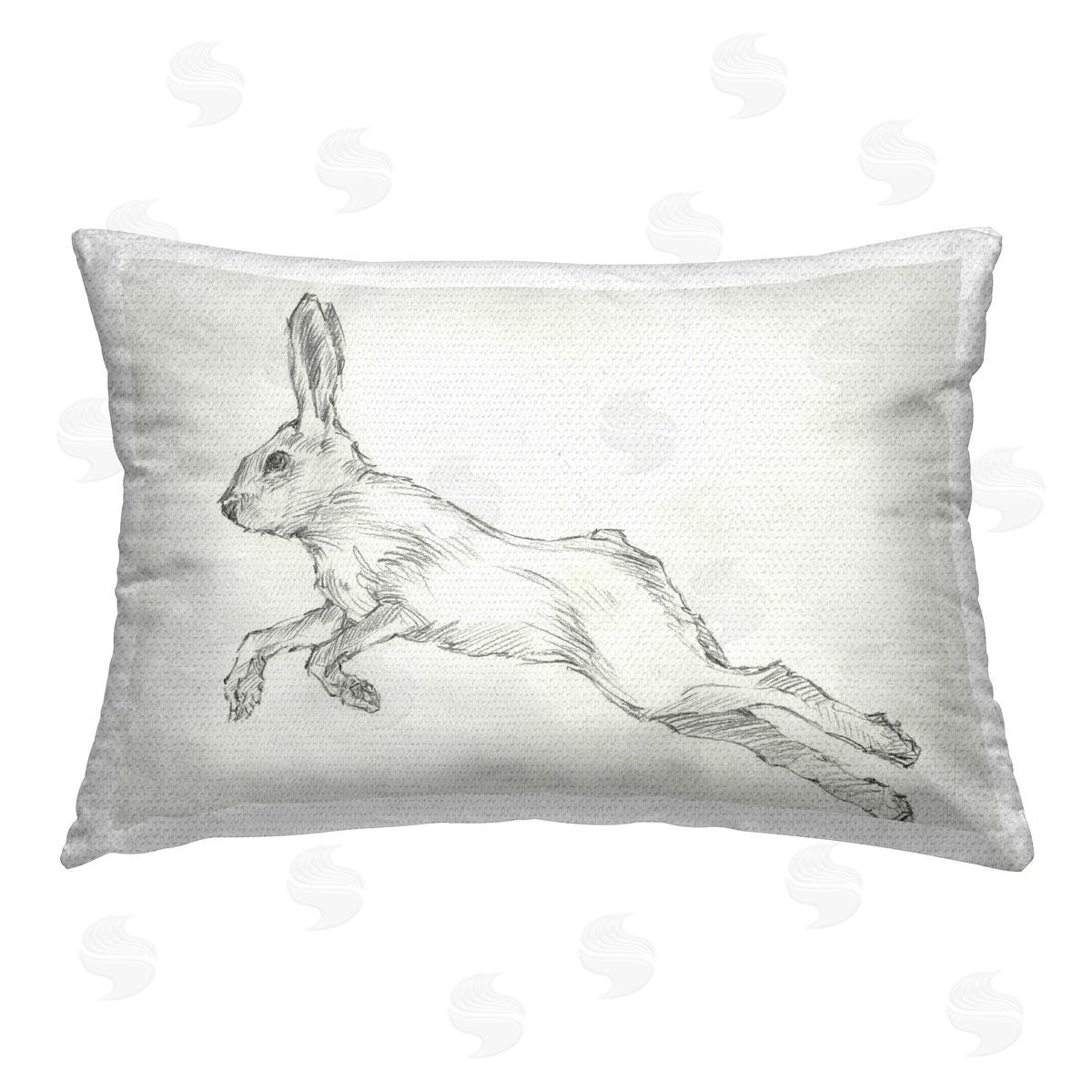 Ethan Harper Rabbit Hopping Sketch Outdoor Quick-Dry Polyester Printed Throw Pillow
