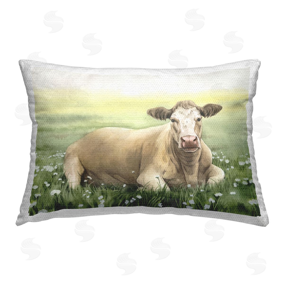 Grace Popp Resting Beige Cow Outdoor Quick-Dry Polyester Printed Throw Pillow