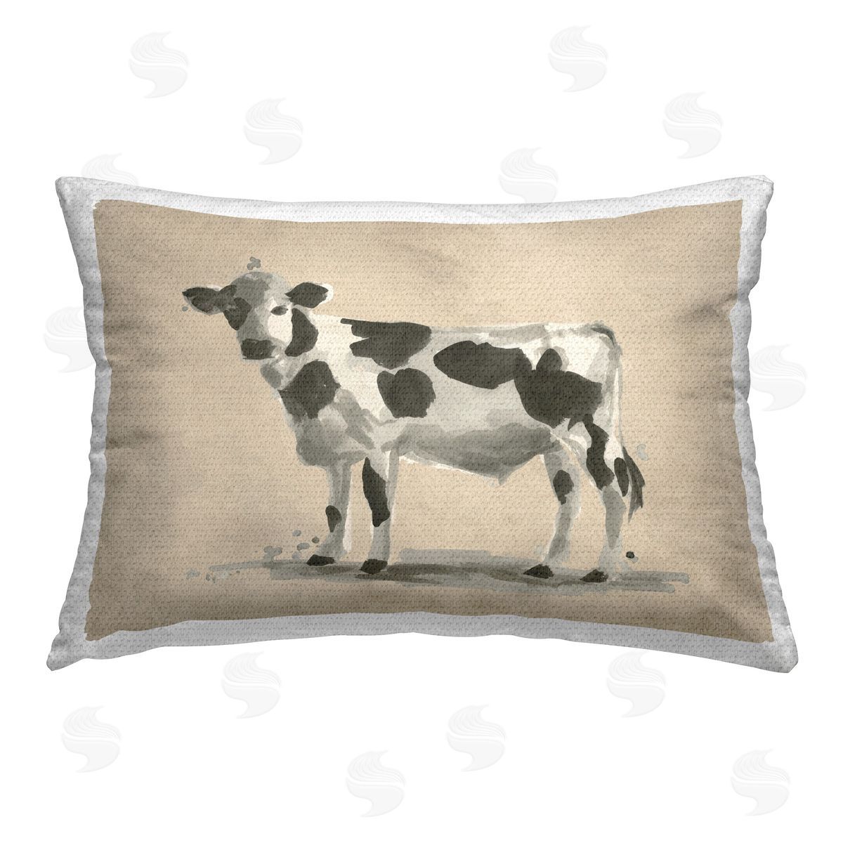 June Erica Vess Minimal Cow Painting Outdoor Quick-Dry Polyester Printed Throw Pillow