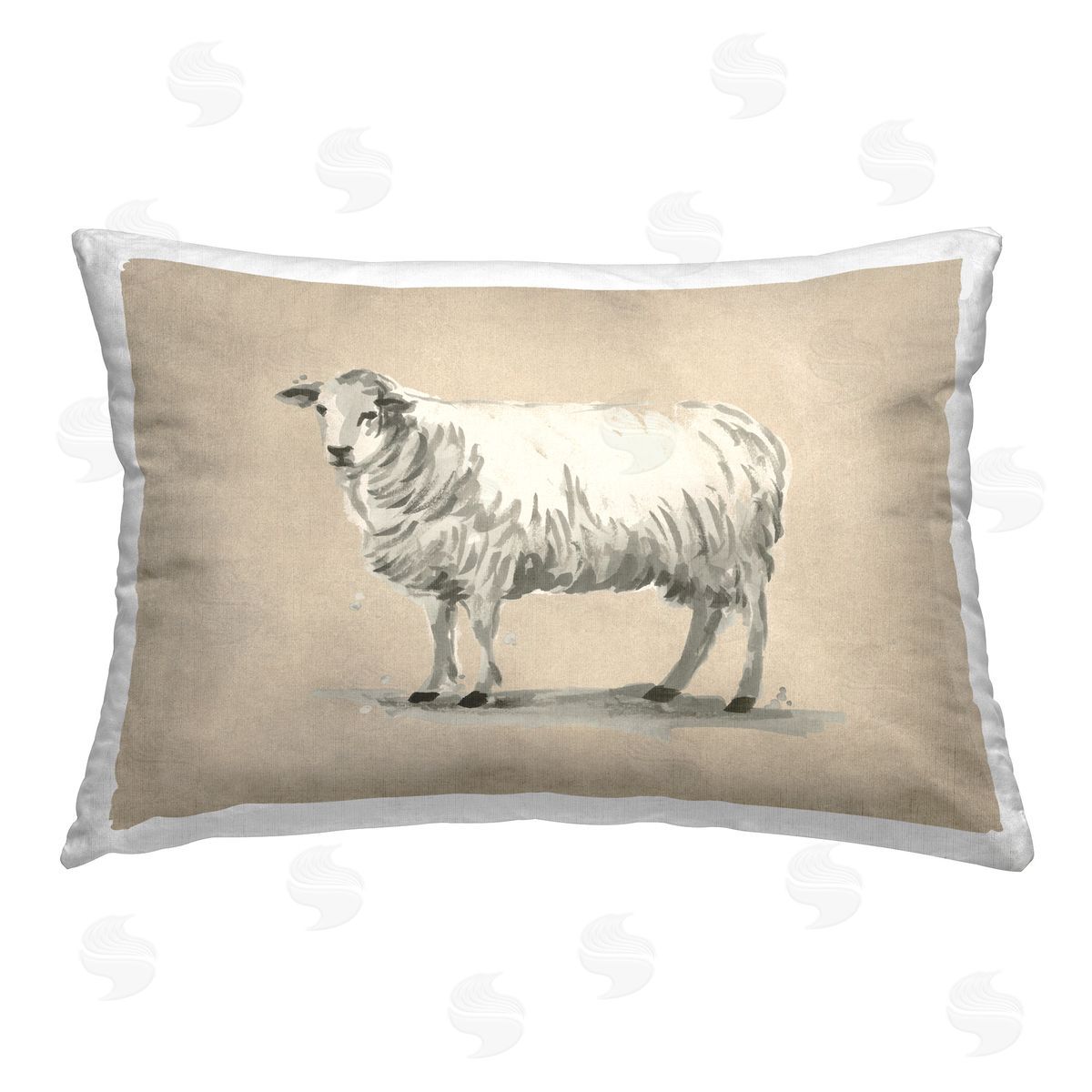 June Erica Vess Traditional Minimal Sheep Printed Plush Polyester Throw Pillow